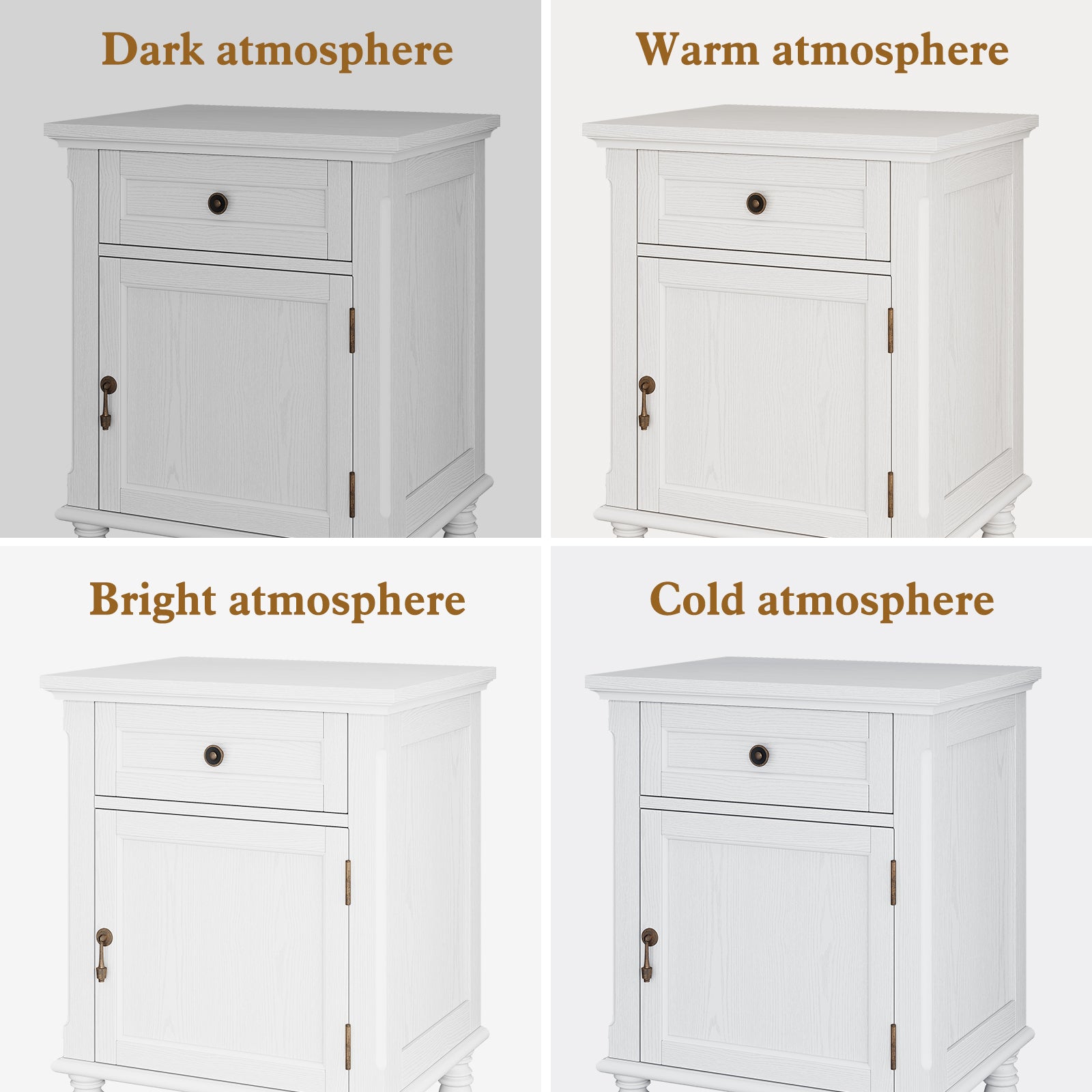 HLR® 25"H Nightstands Set of 2, Modern Retro Bedside Table with Drawer, End Table for Bedroom