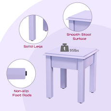 CBJCBJ Kids Vanity Set with Mirror and Stool（Detachable Top）, Wooden 2 in 1 Princess Makeup Desk Dressing Table,Purple