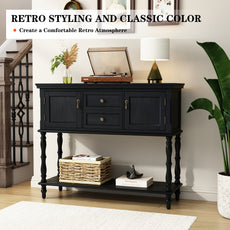 HLR 42" Farmhouse Modern Console Table, Entryway Table with Storage Shelf for Living Room, Black