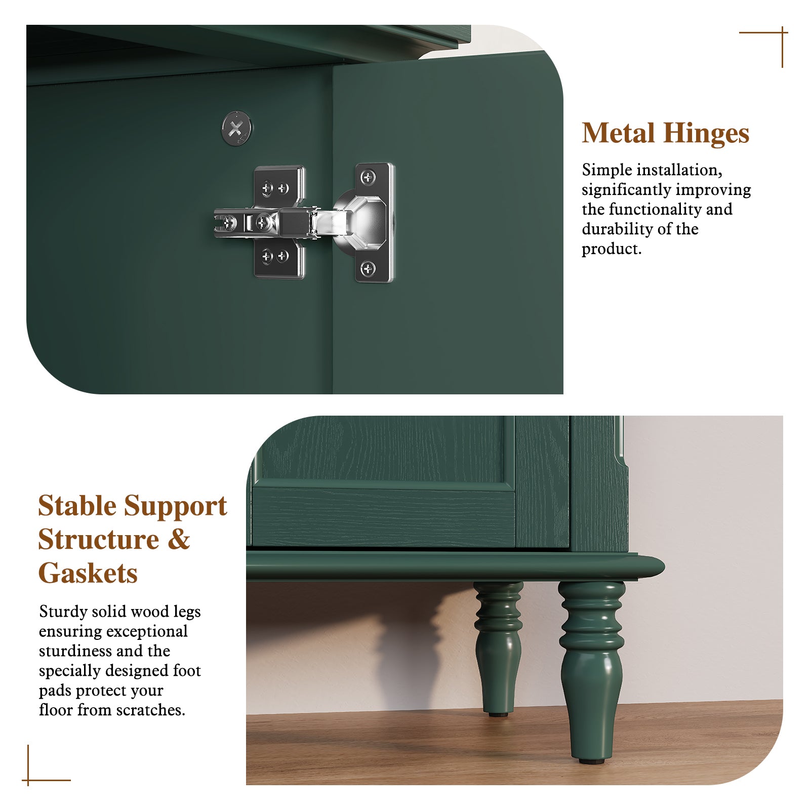 HLR 67" TV Stand, for TVs up to 75", Mid-Century Wood Entertainment Center for Living Room, Green