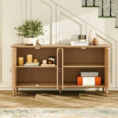 HLR 58'' Large Sideboard Buffet Cabinet with Storage, 4 Doors Modern Credenza Table for Living Room, Wood