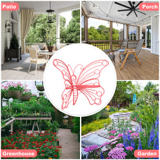 HLR Outdoor Bench with Butterfly Inspired Pattern, 50'' Metal Frame Patio Garden Chair Cast Iron, Pink