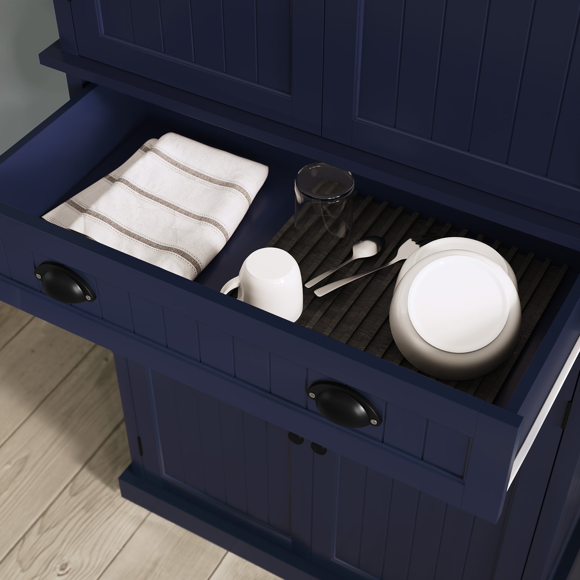 72" Tall Kitchen Pantry Cabinet with Drawer & Adjustable Shelves, Freestanding Storage Cabinet, Navy Blue
