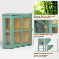 CBJCBJ Bamboo Bread Box, 2-Tier Countertop Storage Rack, Modern Retro Pantry Decor,Green