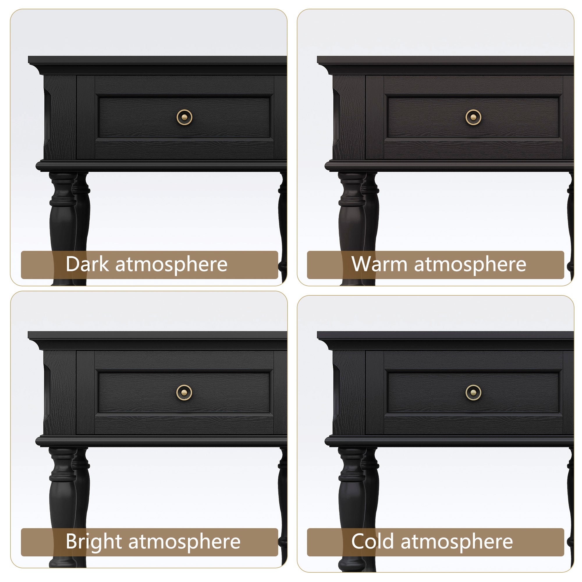 HLR 25" Mid Century Nightstand Set of 2, Assembled Wood Bedroom End Table with USB Ports and Outlets, Black