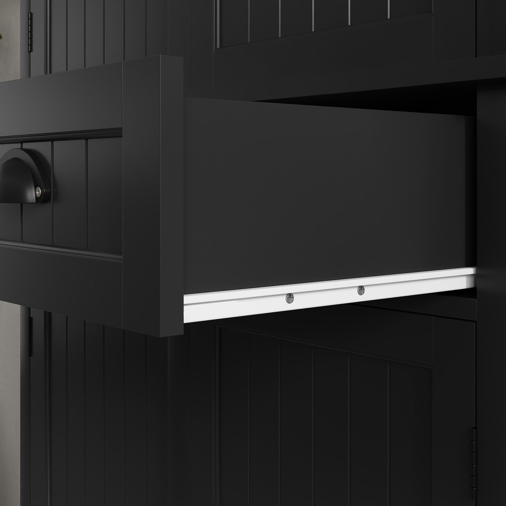 HLR Freestanding Durable Kitchen Pantry Storage Cabinet with Adjustable Shelves, Black