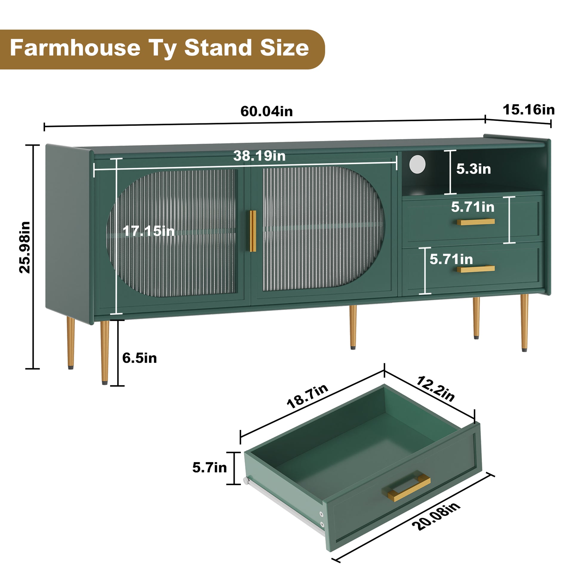 HLR® Modern 60” TV Stand for 55/60/65 inches TVs