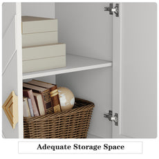 HLR 58" Modern Accent Sideboard Cabinet, 4 Doors, Adjustable Shelves, Fluted Storage Cabinet, White
