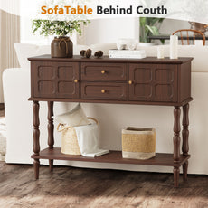 HLR Modern 42.1" Consoles Table, Entryway Table with Storage Shelf Quick Assembly for Living Room, Brown