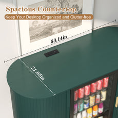 CBJCBJ Modern 53" Wine Cabinet with Socket and Refrigerator space, Bar Cabinet for Dining Room,Brown