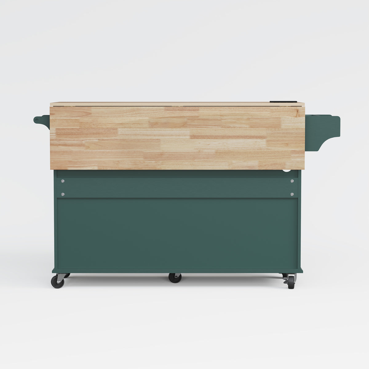 HLR Mid-Century 60" Kitchen Island with Trash Can Storage, Rolling Island Table, Green