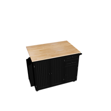 HLR 50.39" Kitchen Islands with Storage, Wood Top Cart with Drop Leaf and Wheels,Black