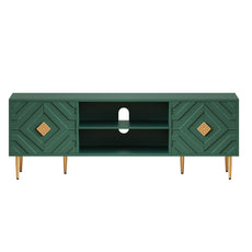 HLR Modern 70" TV Stand, for TVs up to 80", Living Room Entertainment Center with 4 Door Storage Cabinet, Green