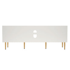 HLR Modern 70" TV Stand, for TVs up to 80", Living Room Entertainment Center with 4 Door Storage Cabinet, White