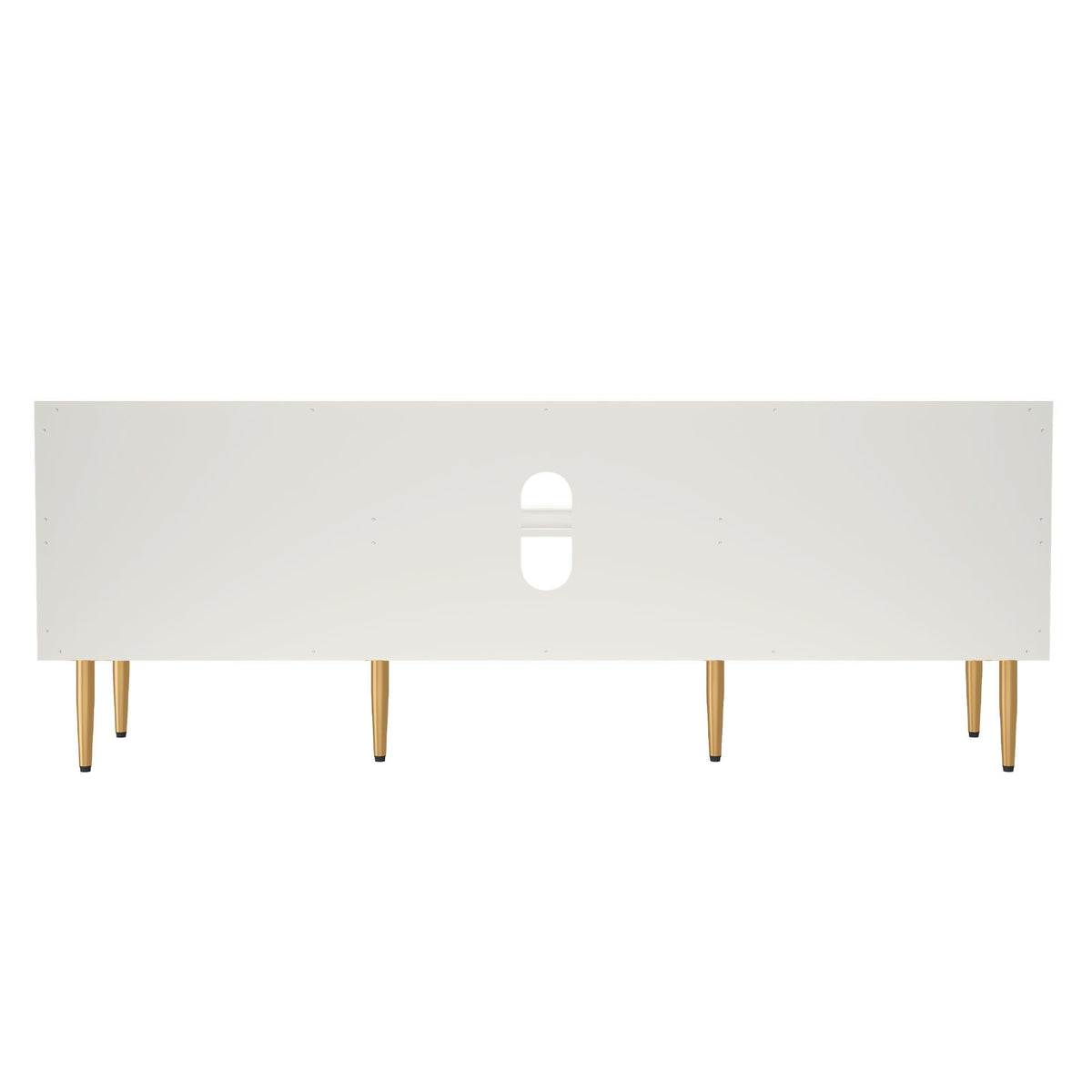 HLR Modern 70" TV Stand, for TVs up to 80", Living Room Entertainment Center with 4 Door Storage Cabinet, White