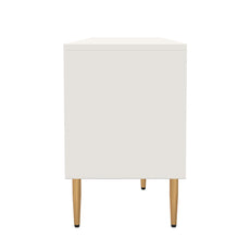 HLR Modern 70" TV Stand, for TVs up to 80", Living Room Entertainment Center with 4 Door Storage Cabinet, White