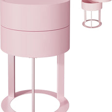 HLR® Round Side Table with Hidden Storage Drawers, Modern Nightstand with Swivel Drawer,