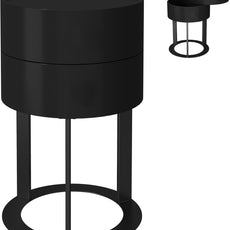 HLR® Round Side Table with Hidden Storage Drawers, Modern Nightstand with Swivel Drawer,
