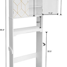 HLR® Over The Toilet Storage Cabinet with Gold Trim, Modern Bathroom Cabinet Over Toilet