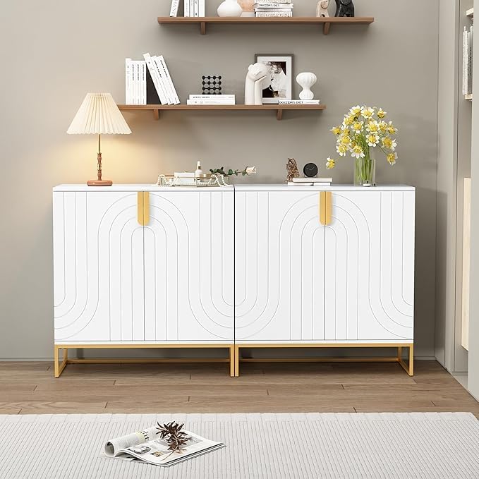 HLR® Accent Wood Grain Cabinet with 2 Doors, Storage Cabinet Sideboard