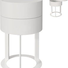 HLR® Round Side Table with Hidden Storage Drawers, Modern Nightstand with Swivel Drawer,