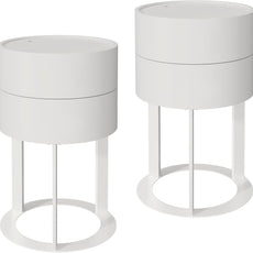 HLR® Round Side Table with Hidden Storage Drawers, Modern Nightstand with Swivel Drawer,
