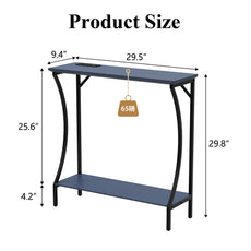 CBJCBJ Narrow Console Table with Charging Station, 2-Tier Simple Entryway Table for Living Room Hallway,Blue