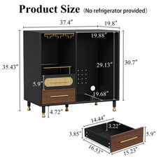 CBJCBJ Modern Wine Bar Cabinet with Ice Bar, Coffee Bar for Dining Room (No Refrigerator Included),Black