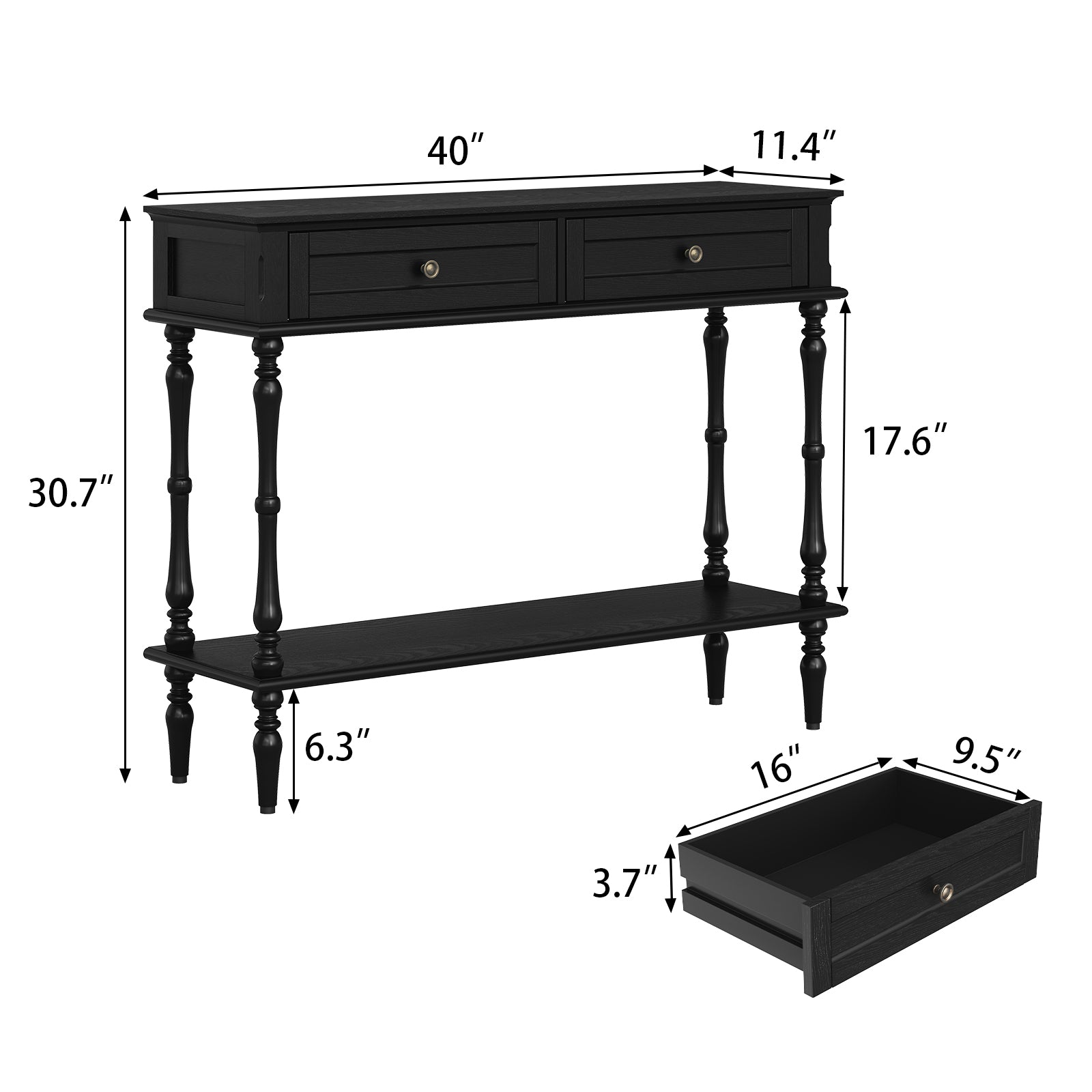 CBJCBJ40"Vintage Minimal Assembly Console Table with 2 Storage Drawers,Suitable for Living Room,Black