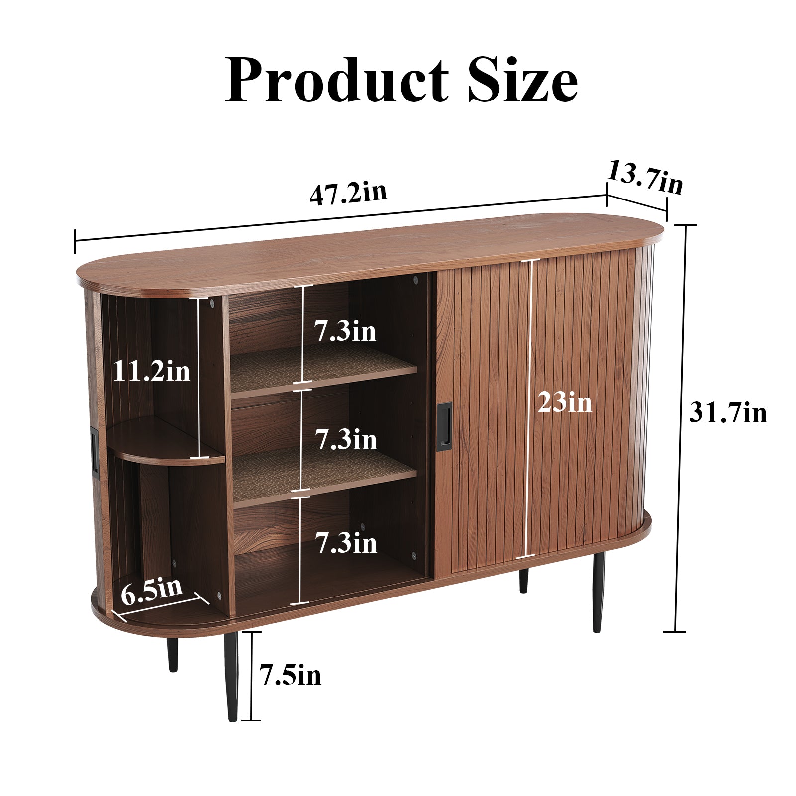 CBJCBJ 47" Sideboard Buffet Cabinet with Storage, Modern Accent Cabinet for Dining Room, Brown