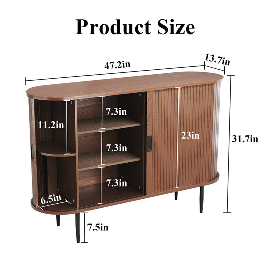 CBJCBJ 47" Sideboard Buffet Cabinet with Storage, Modern Accent Cabinet for Dining Room, Brown