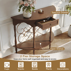 CBJCBJ Retro Console Table with Drawers, Assembled Entryway Storage Table, Accent Table for Hallway,Brown