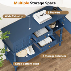 HLR Modern 42.1" Consoles Table, Entryway Table with Storage Shelf Quick Assembly for Living Room, Blue