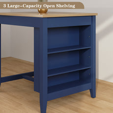 HLR Farmhouse Blue Dining Table for 2 with Seasoning Rack, Kitchen Dining Room Table for Small Space(Apartment)