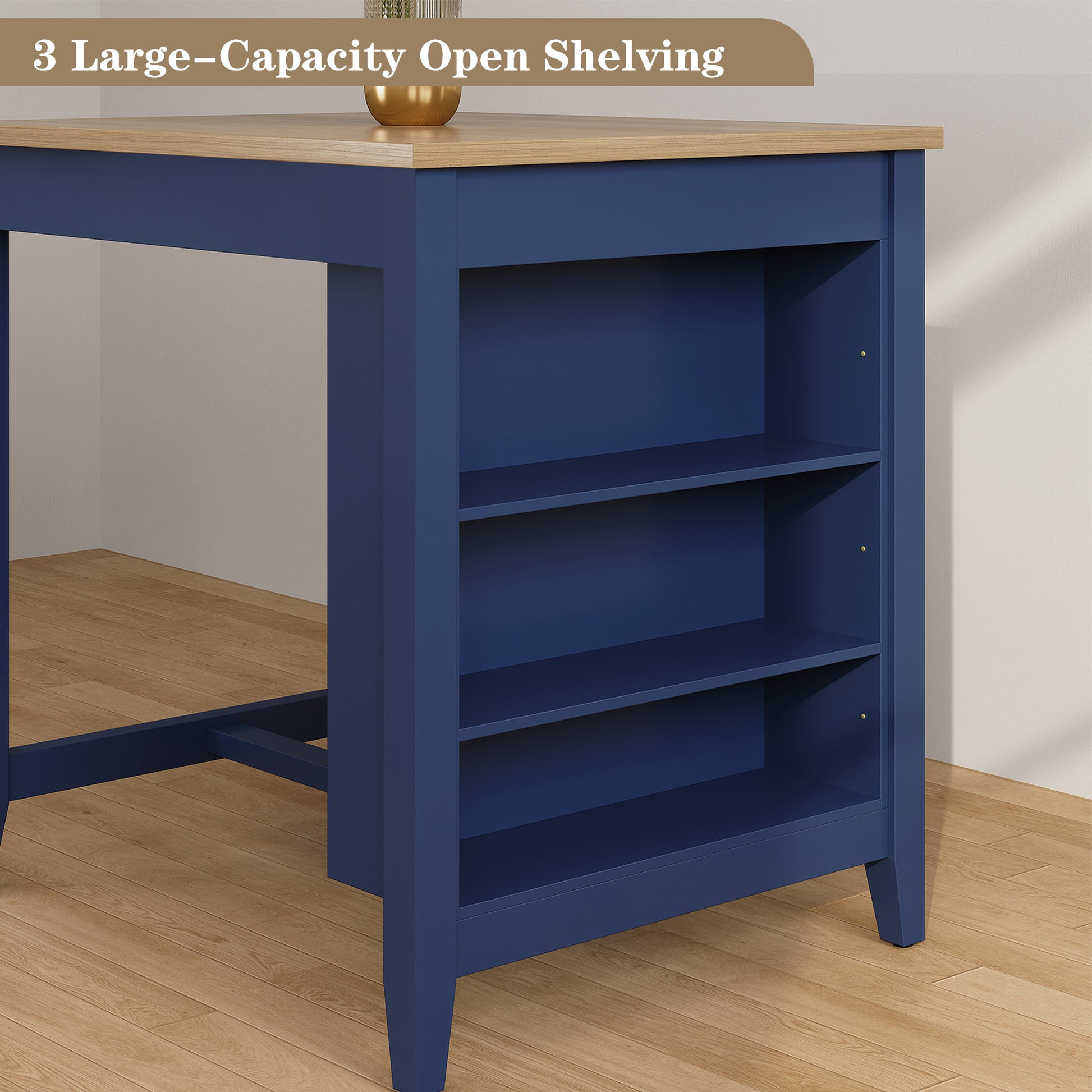 HLR Farmhouse Blue Dining Table for 2 with Seasoning Rack, Kitchen Dining Room Table for Small Space(Apartment)
