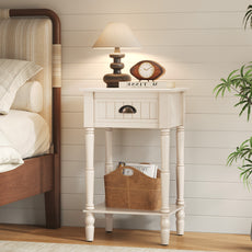 CBJCBJ 26.8"H Retro Nightstands Set of 2, Side Table with Drawers and Open Shelves, for Bedrooms and Sofas,White