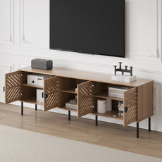 CBJCBJ Modern Mid Century 70" Large TV Stand for 80" TV, Entertainment Center with Storage,Wood