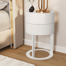 CBJCBJ Modern Round Nightstand with Drawer, 14.2