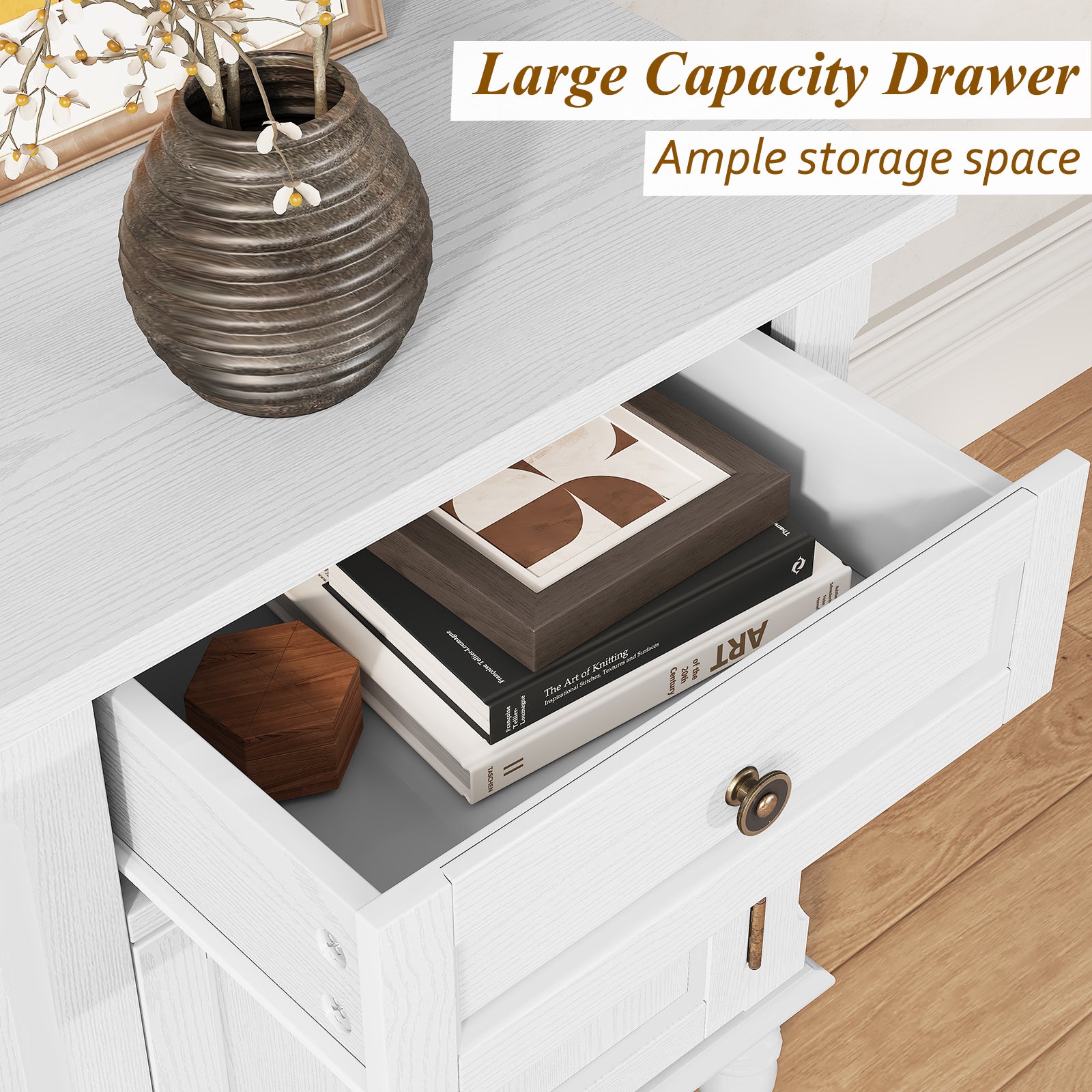 HLR 25"H Nightstands Set of 2, Modern Retro Bedside Table with Drawer, End Table for Bedroom, White