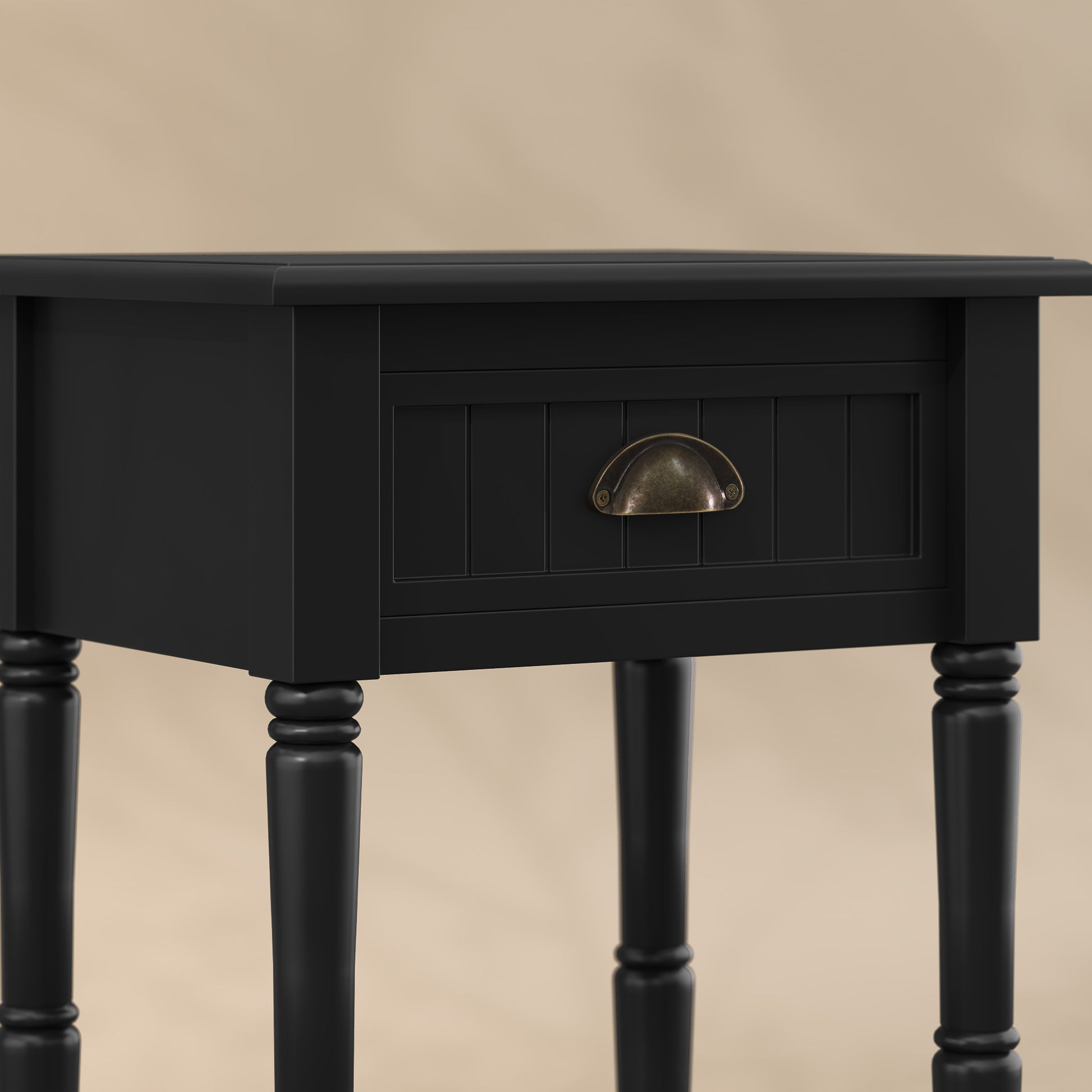 HLR 26"H Modern Nightstands Set of 2 with Drawers, Minimal Assembly Wood End Table for Bedroom, Black