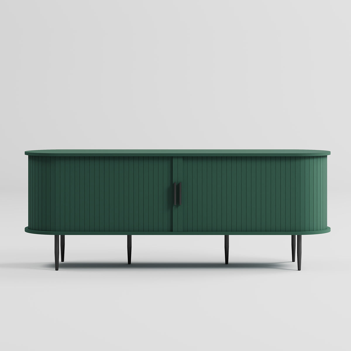 HLR 55" Green TV Stand for 65" TV, Wood Entertainment Center with 2 Sliding Tambour Doors Storage, Mid-Century