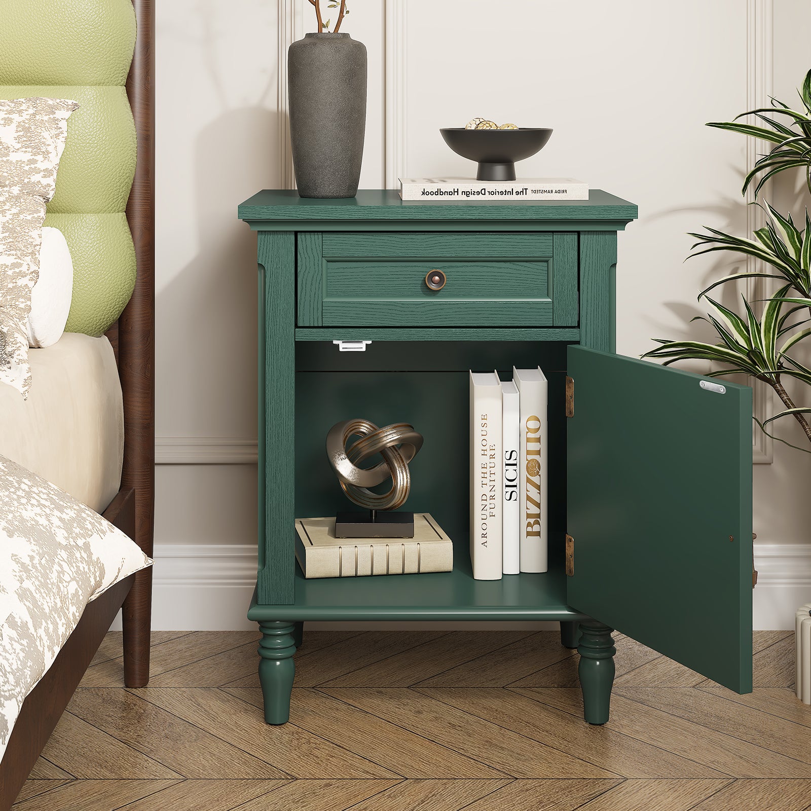 HLR® 25"H Nightstands Set of 2, Modern Retro Bedside Table with Drawer, End Table for Bedroom