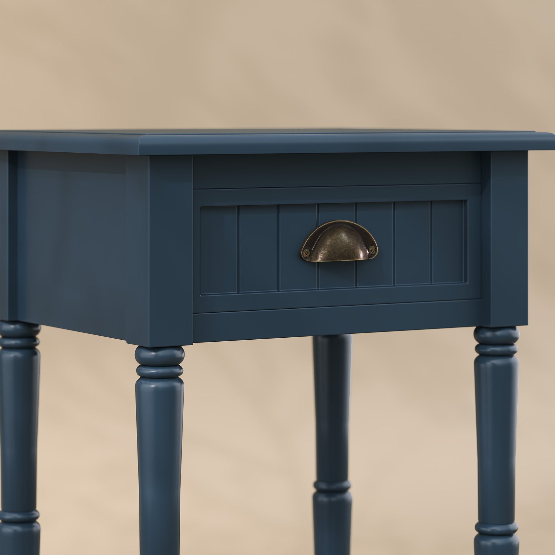 HLR 26"H Modern Nightstand with Drawer, Minimal Assembly Wood End Table for Bedroom, Blue