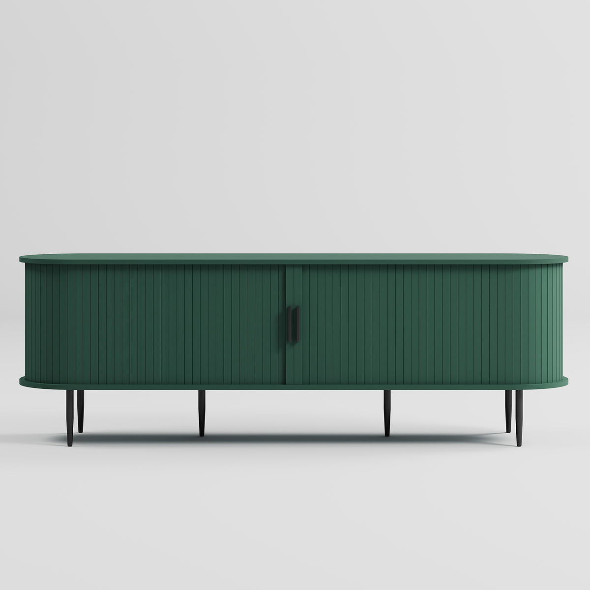 HLR 63" Green TV Stand for 75" TV, Wood Entertainment Center with 2 Sliding Tambour Doors Storage, Mid-Century