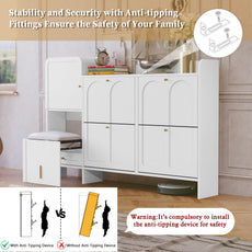 HLR® Modern Large Shoe Cabinet with 4 Flip Drawers
