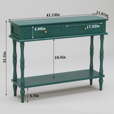 HLR 41" Mid Century Console Tables, Entryway Tables with 2 Drawers, 10 Mins Assembly, Green