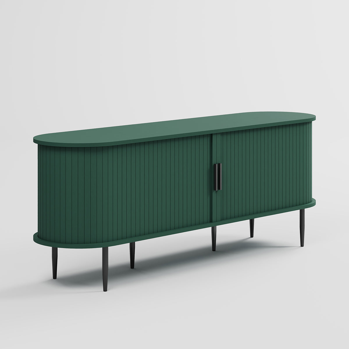 HLR 55" Green TV Stand for 65" TV, Wood Entertainment Center with 2 Sliding Tambour Doors Storage, Mid-Century