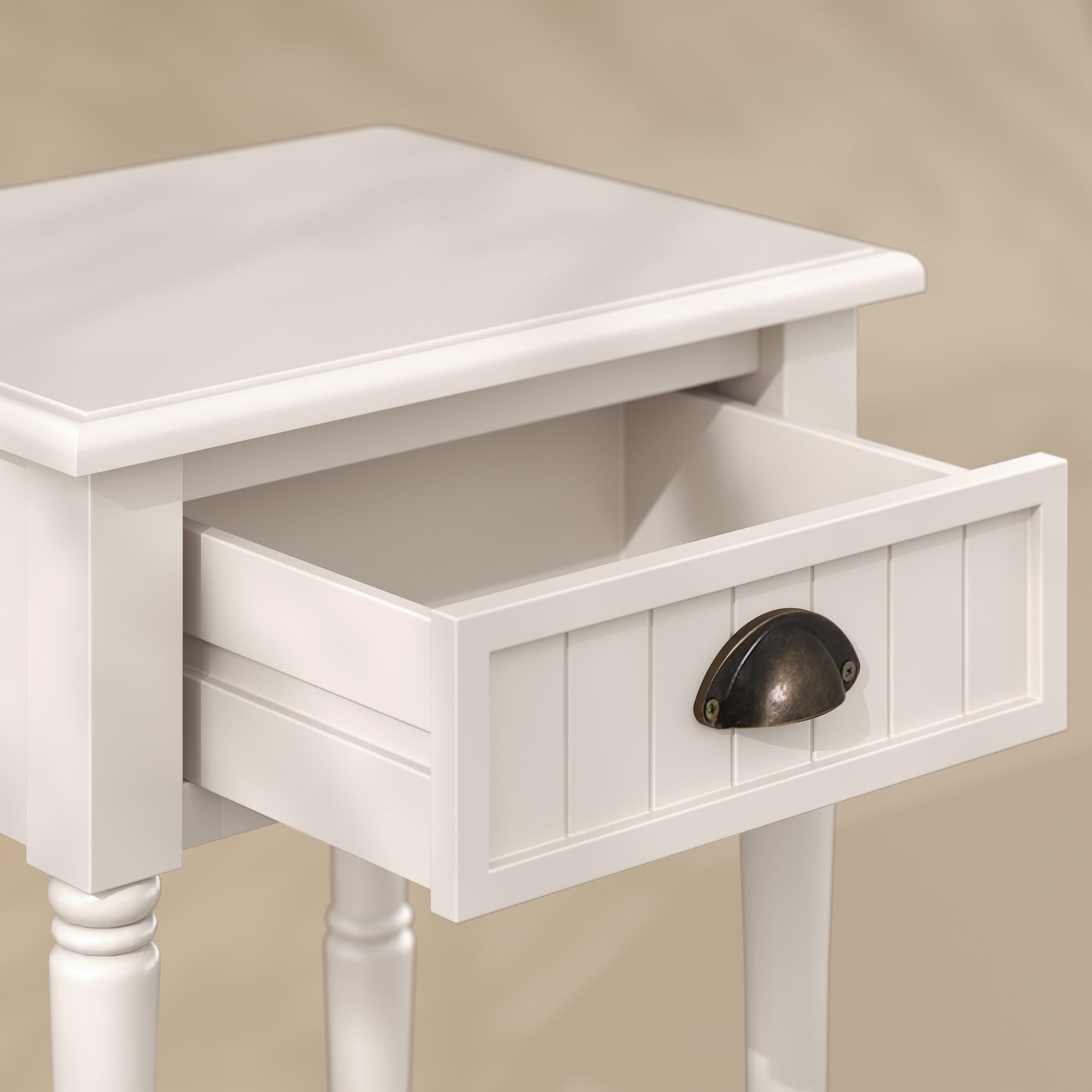 HLR 26"H Modern Nightstands Set of 2 with Drawers, Minimal Assembly Wood End Table for Bedroom, White