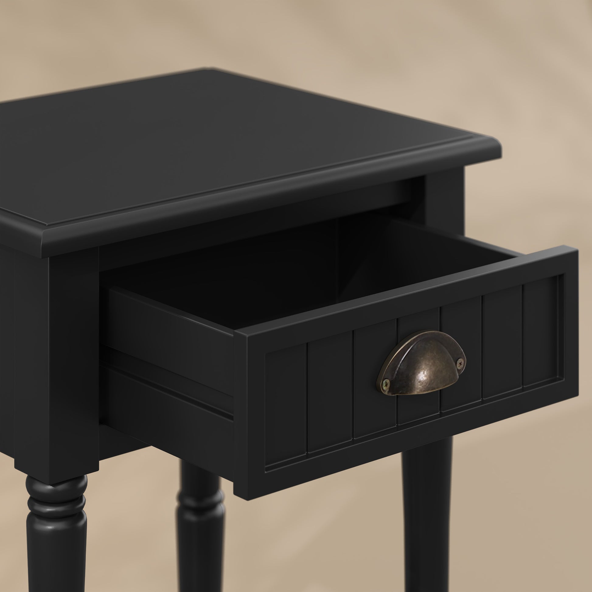 HLR 26"H Modern Nightstand with Drawer, Minimal Assembly Wood End Table for Bedroom，Black