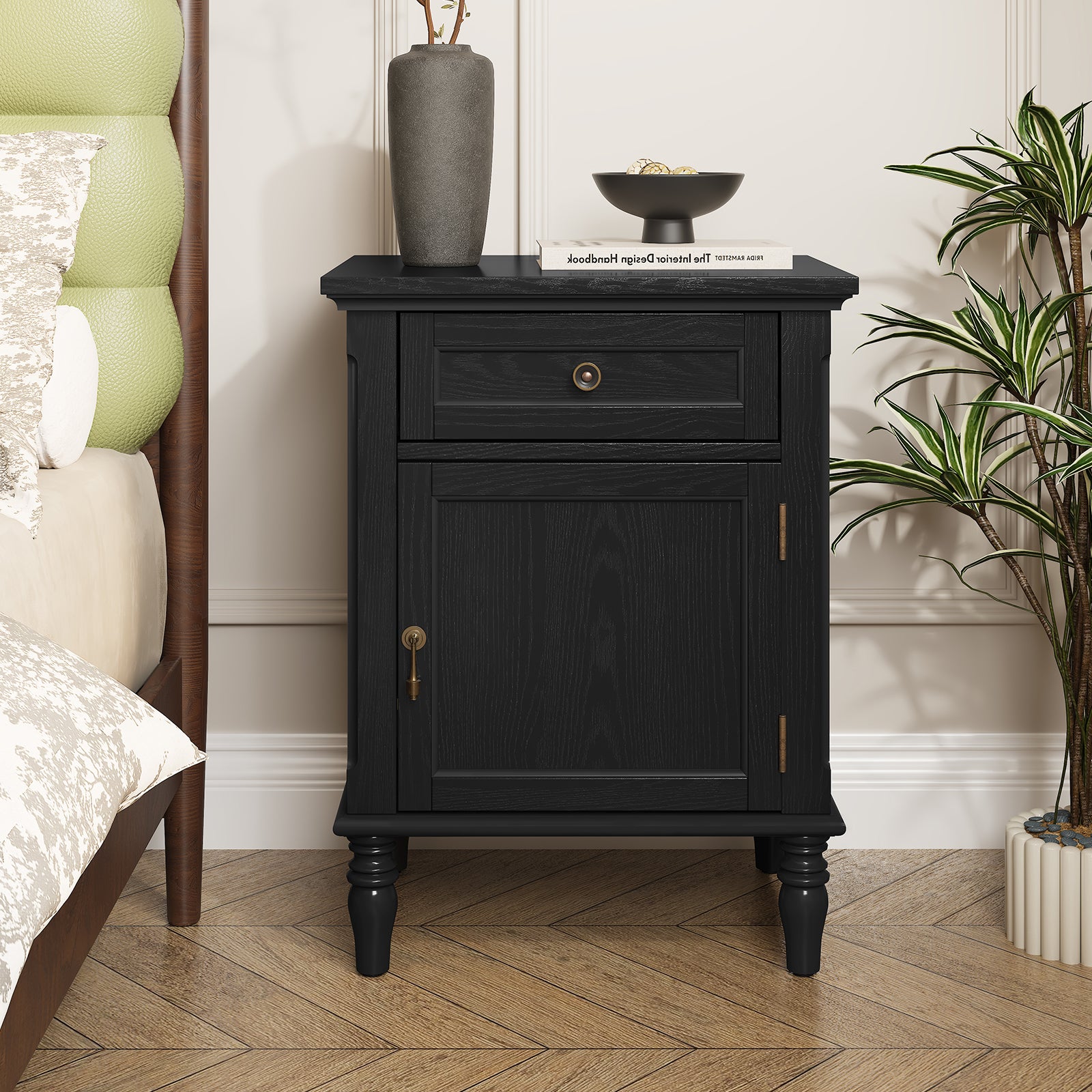 HLR® 25"H Nightstands Set of 2, Modern Retro Bedside Table with Drawer, End Table for Bedroom
